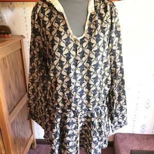 Johnny Was Large silk drawstring tunic